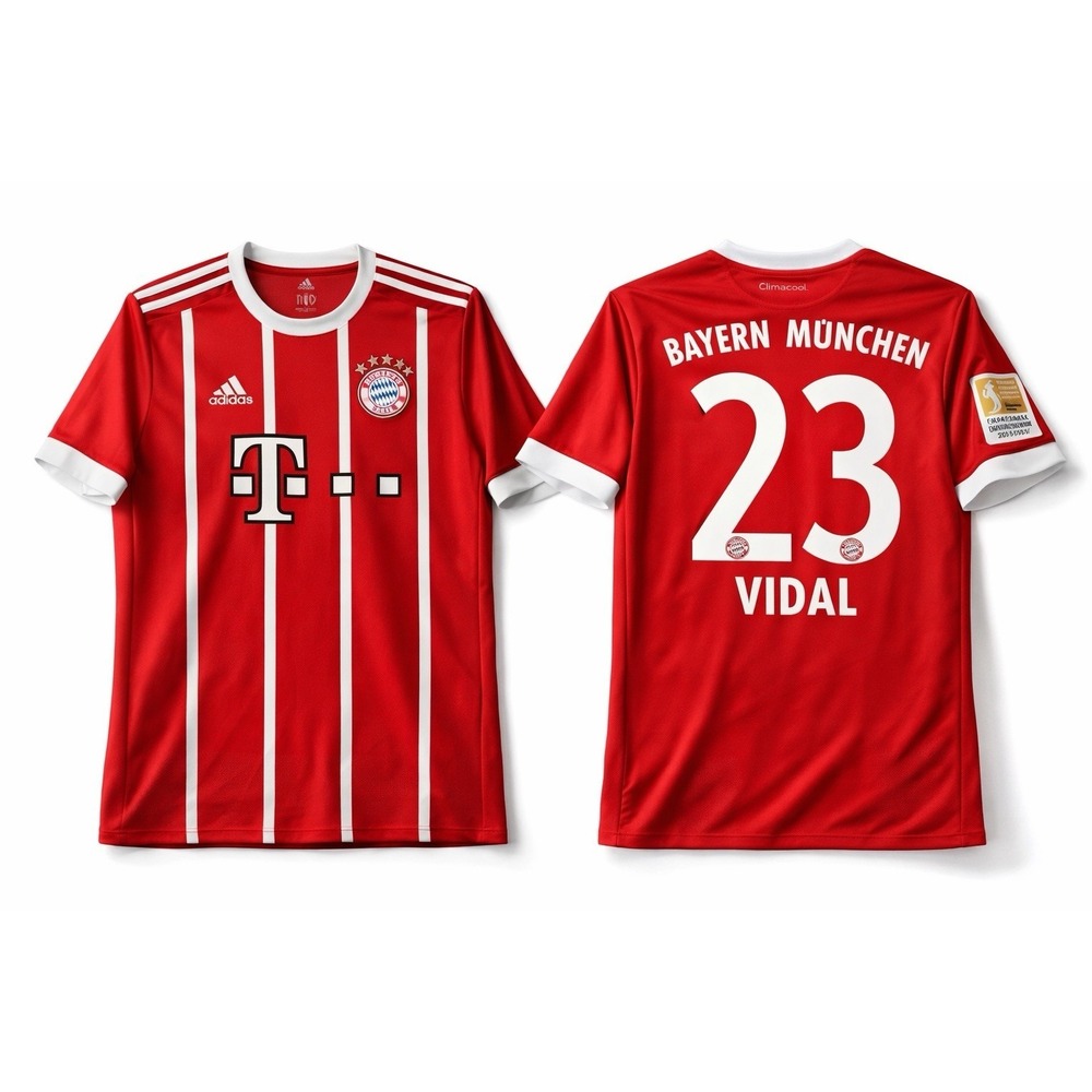 Adidas Bayern Munich Home Jersey Red Sz M 2017 Bundesliga #23 Vidal